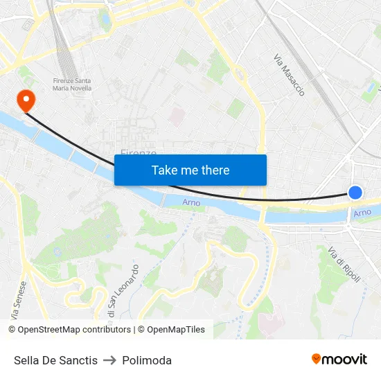 Sella De Sanctis to Polimoda map