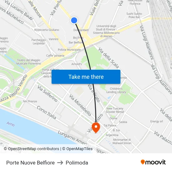 Porte Nuove Belfiore to Polimoda map