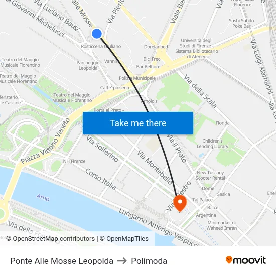Ponte Alle Mosse Leopolda to Polimoda map