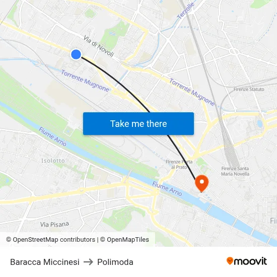 Baracca Miccinesi to Polimoda map