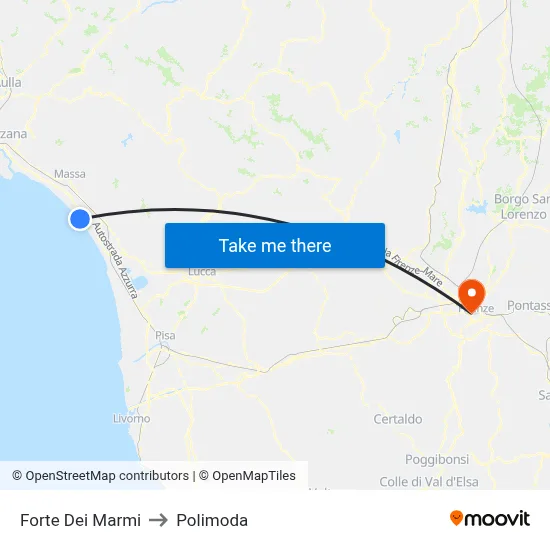 Forte Dei Marmi to Polimoda map