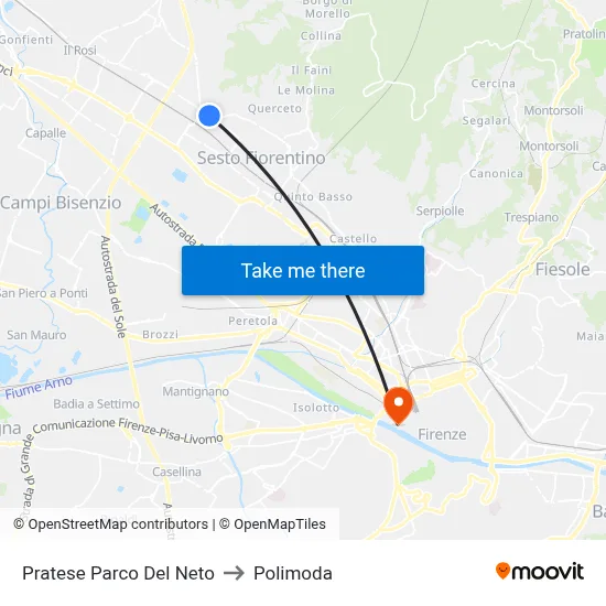 Pratese Parco Del Neto to Polimoda map