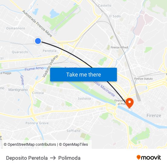 Deposito Peretola to Polimoda map
