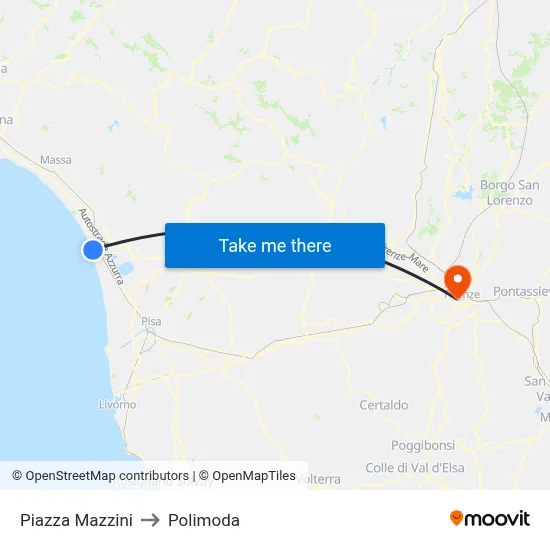 Mazzini Square to Polimoda map