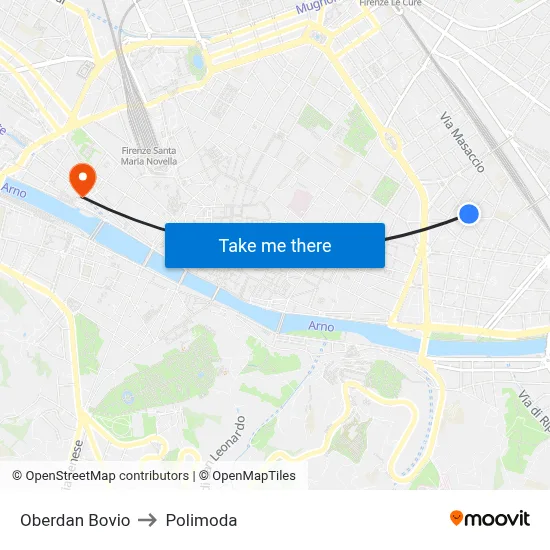 Oberdan Bovio to Polimoda map