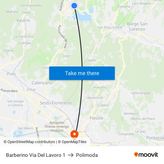 Barberino Via Del Lavoro 1 to Polimoda map