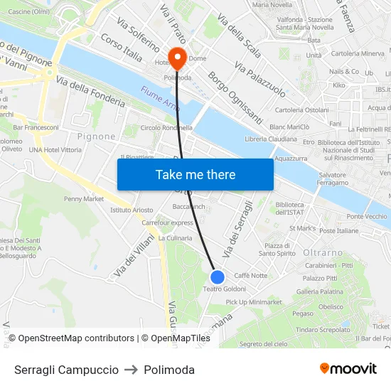 Serragli Campuccio to Polimoda map