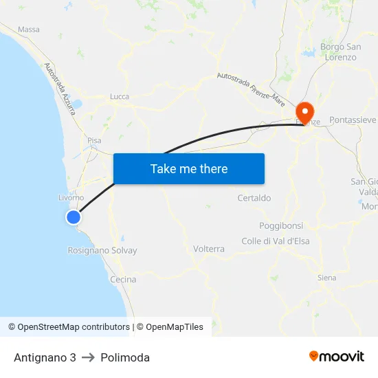 Antignano 3 to Polimoda map