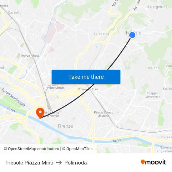 Fiesole Mino Square to Polimoda map