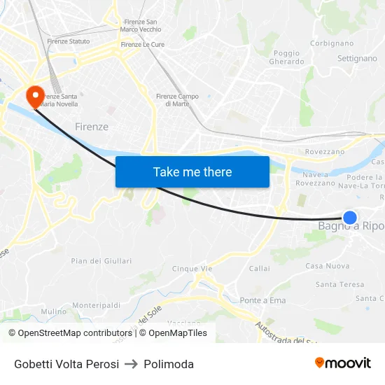 Gobetti Volta Perosi to Polimoda map