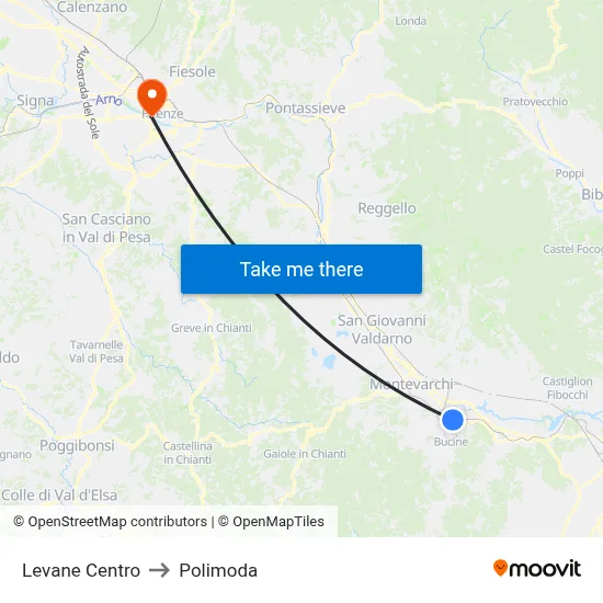 Levane Center to Polimoda map