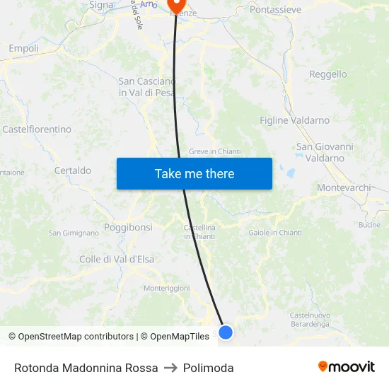 Red Madonna Roundabout to Polimoda map