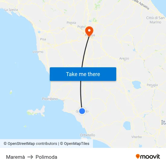 Maremà to Polimoda map