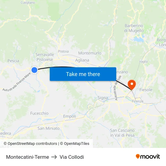 Montecatini-Terme to Via Collodi map