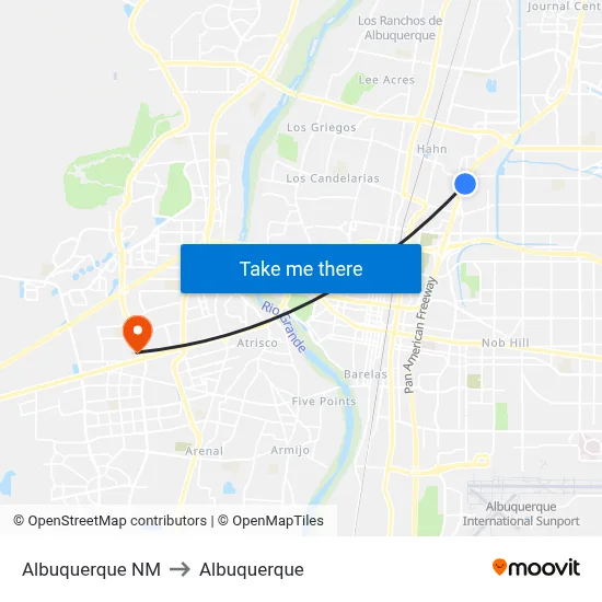 Albuquerque NM to Albuquerque map