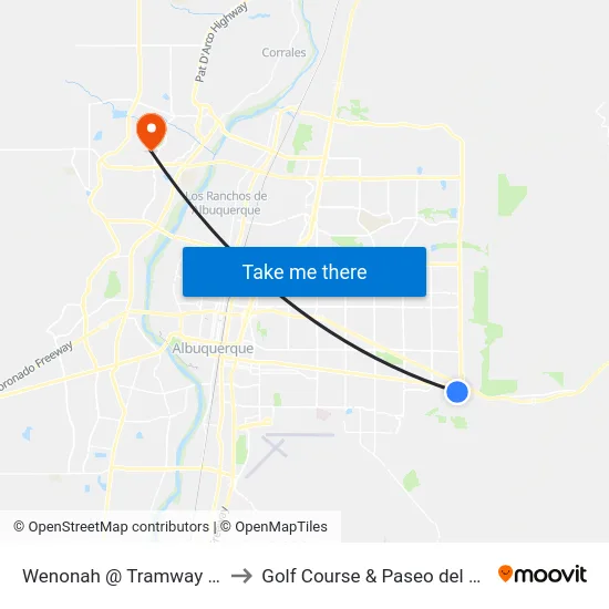 Wenonah @ Tramway (Art) to Golf Course & Paseo del Norte map