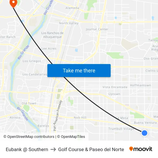 Eubank @ Southern to Golf Course & Paseo del Norte map