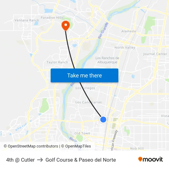 4th @ Cutler to Golf Course & Paseo del Norte map