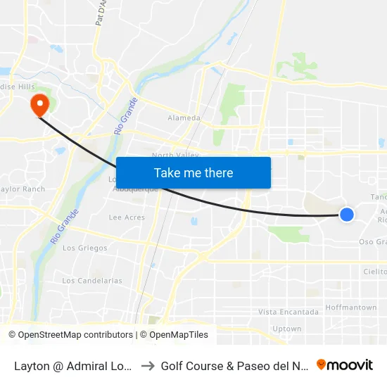 Layton @ Admiral Lowell to Golf Course & Paseo del Norte map