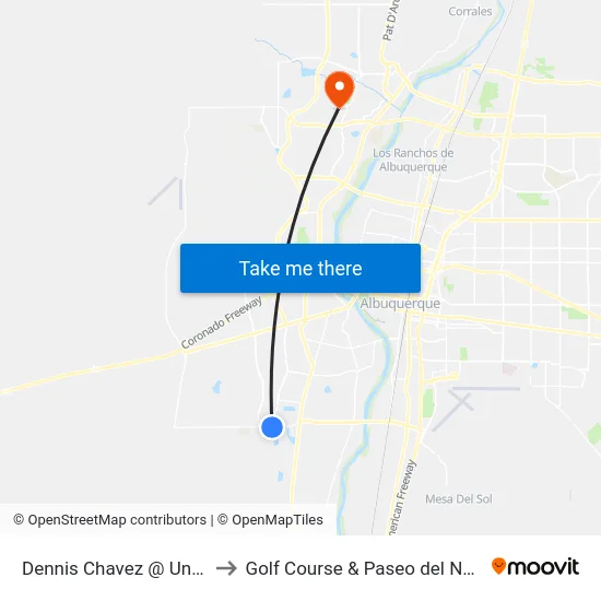 Dennis Chavez @ Unser to Golf Course & Paseo del Norte map