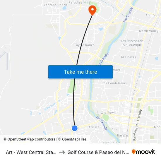 Art - West Central Station to Golf Course & Paseo del Norte map