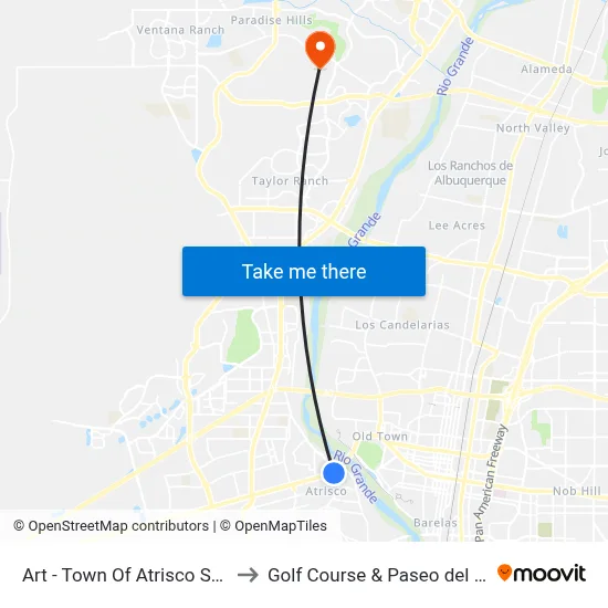 Art - Town Of Atrisco Station to Golf Course & Paseo del Norte map