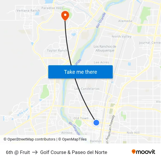 6th @ Fruit to Golf Course & Paseo del Norte map