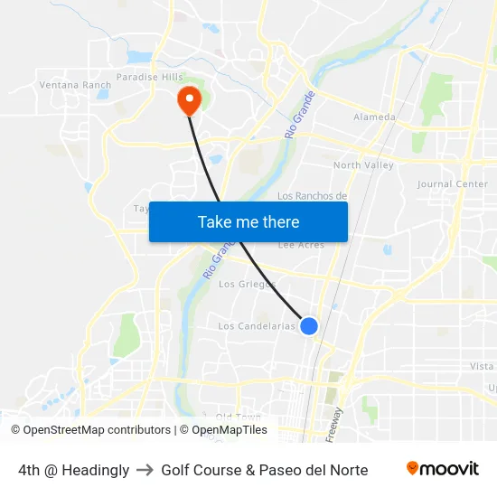 4th @ Headingly to Golf Course & Paseo del Norte map
