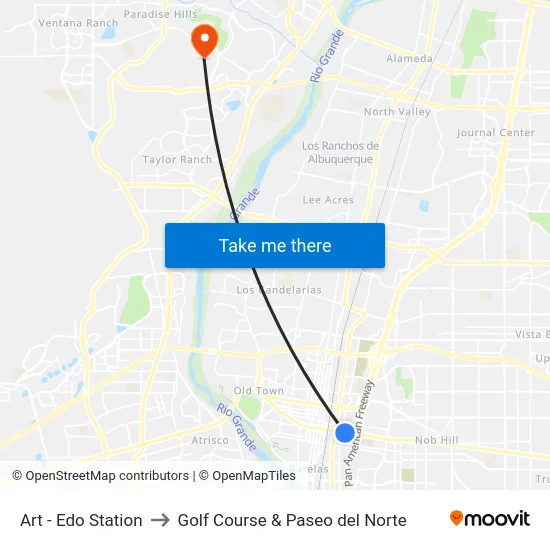 Art - Edo Station to Golf Course & Paseo del Norte map