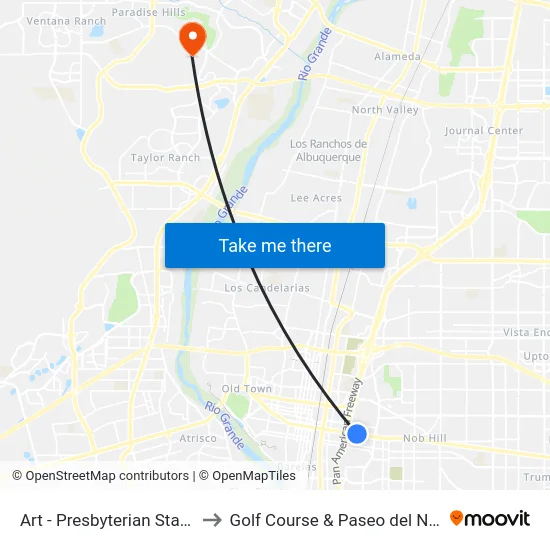 Art - Presbyterian Station to Golf Course & Paseo del Norte map
