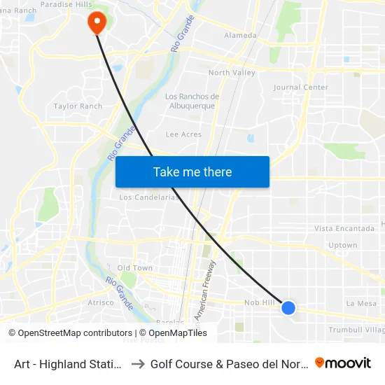Art - Highland Station to Golf Course & Paseo del Norte map