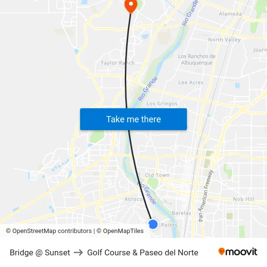 Bridge @ Sunset to Golf Course & Paseo del Norte map