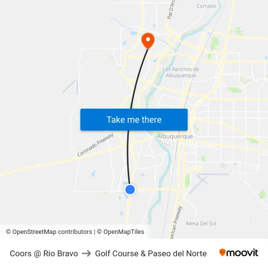 Coors @ Rio Bravo to Golf Course & Paseo del Norte map