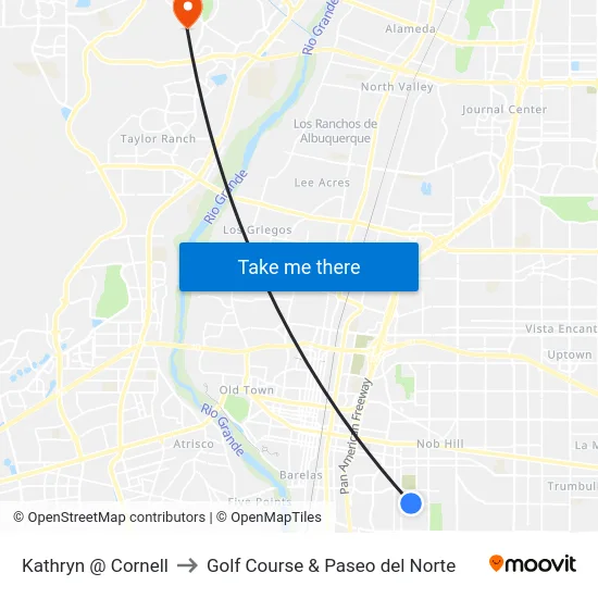 Kathryn @ Cornell to Golf Course & Paseo del Norte map