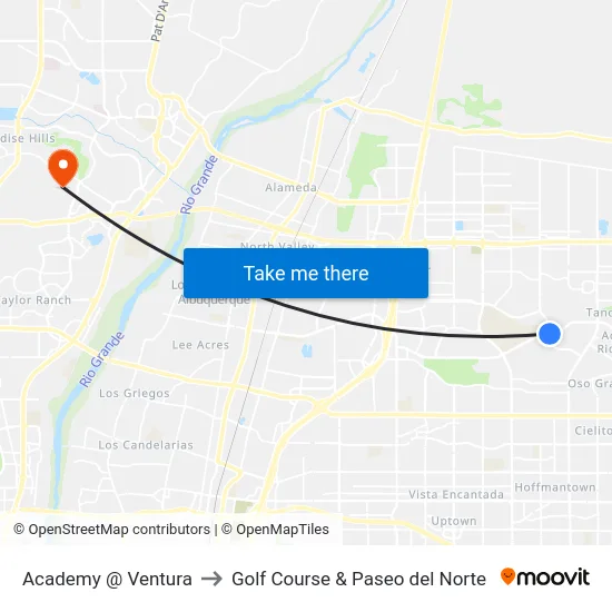 Academy @ Ventura to Golf Course & Paseo del Norte map
