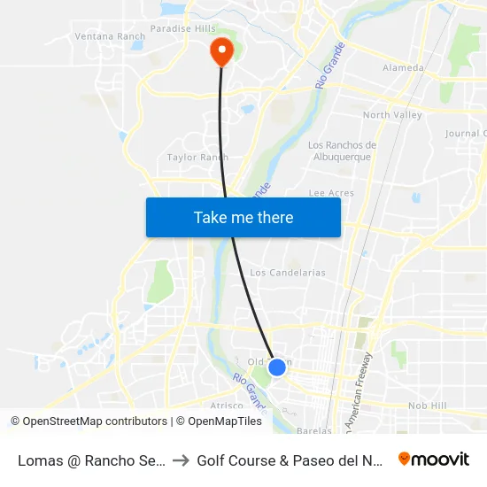 Lomas @ Rancho Seco to Golf Course & Paseo del Norte map