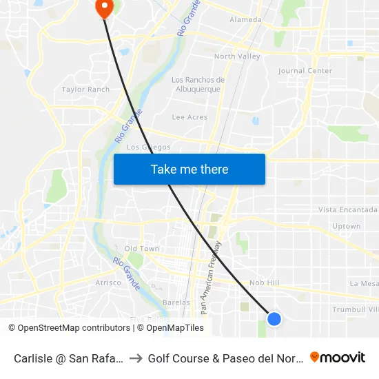 Carlisle @ San Rafael to Golf Course & Paseo del Norte map