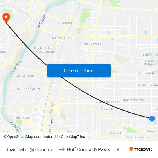 Juan Tabo @ Constitution to Golf Course & Paseo del Norte map