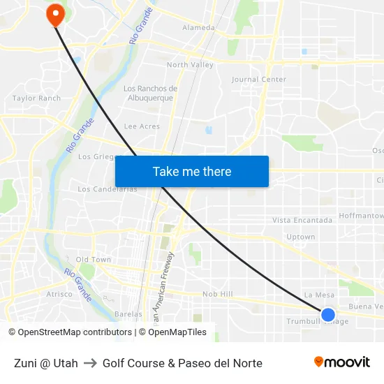 Zuni @ Utah to Golf Course & Paseo del Norte map