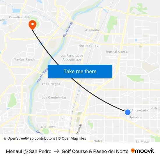 Menaul @ San Pedro to Golf Course & Paseo del Norte map
