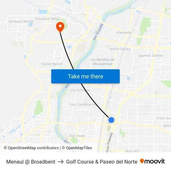Menaul @ Broadbent to Golf Course & Paseo del Norte map