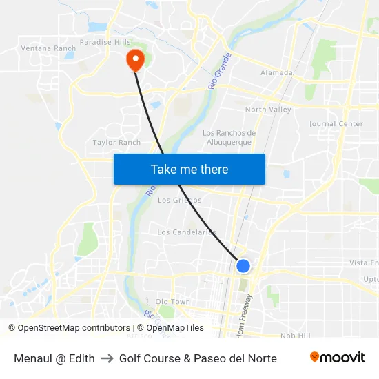 Menaul @ Edith to Golf Course & Paseo del Norte map