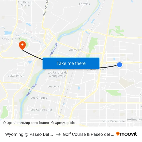 Wyoming @ Paseo Del Norte to Golf Course & Paseo del Norte map