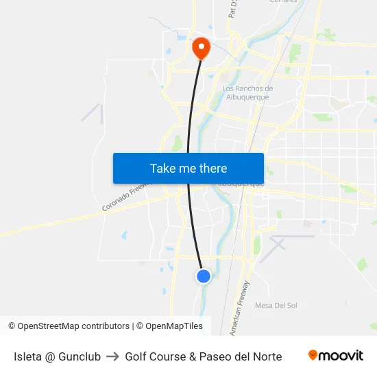 Isleta @ Gunclub to Golf Course & Paseo del Norte map