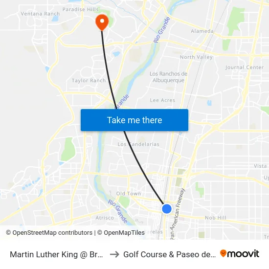 Martin Luther King @ Broadway to Golf Course & Paseo del Norte map