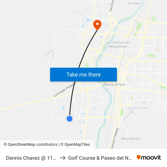 Dennis Chavez @ 118th to Golf Course & Paseo del Norte map
