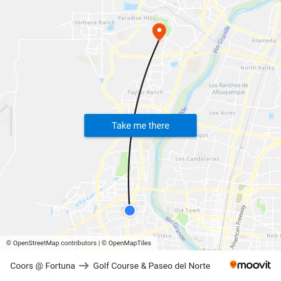 Coors @ Fortuna to Golf Course & Paseo del Norte map