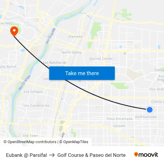 Eubank @ Parsifal to Golf Course & Paseo del Norte map