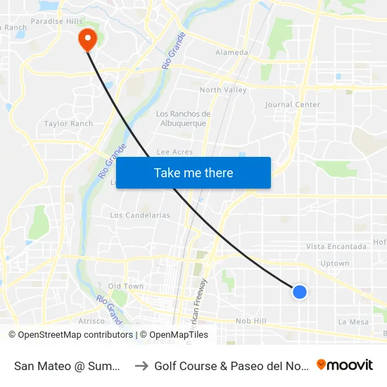 San Mateo @ Summer to Golf Course & Paseo del Norte map