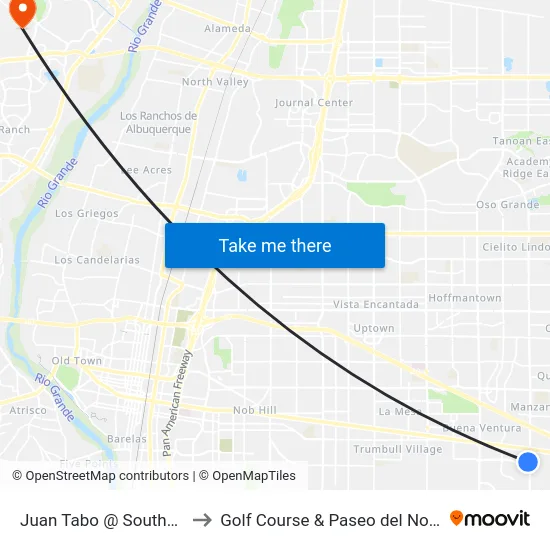 Juan Tabo @ Southern to Golf Course & Paseo del Norte map